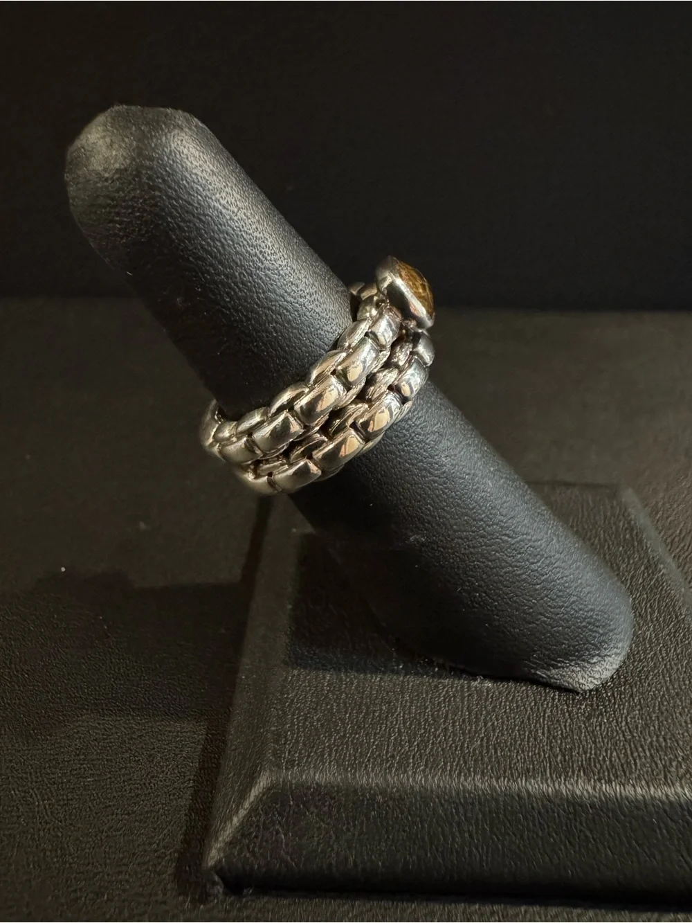 JAI Sterling Silver Stack Ring Set with Cognac Quartz Gemstone